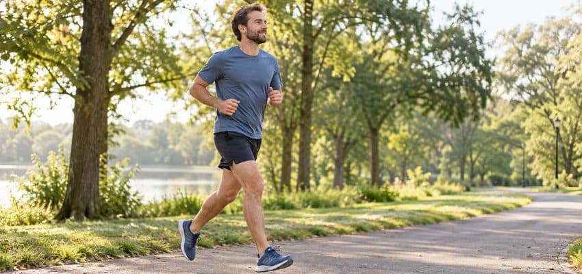 Recreational runner at an easy pace showing how to stop bouncing while running naturally